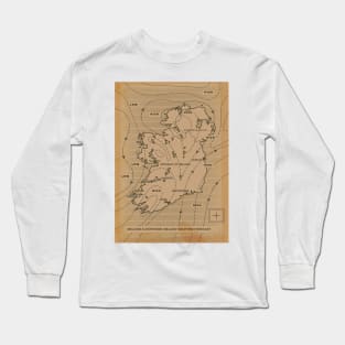 Meteorological vintage style map of Ireland and Northern Ireland Long Sleeve T-Shirt